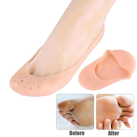 2 Pair (4PCS) Anti Crack Full Length Silicone Foot Protector Moisturizing Socks for Foot-Care and Heel Cracks